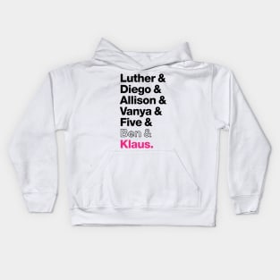 The Members of the Umbrella Academy - Black, Clear, Pink Kids Hoodie